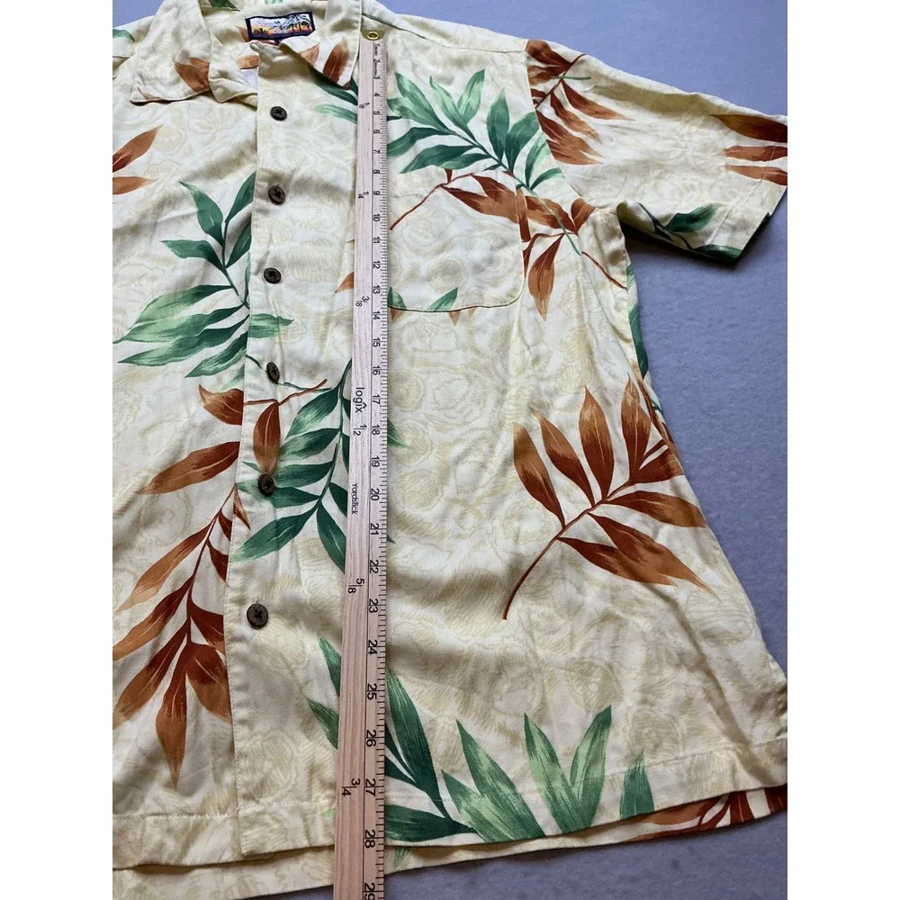 Havana Jack's Cafe Shirt Tropical Leaf Rayon XL Cream Casual Button‎ Down